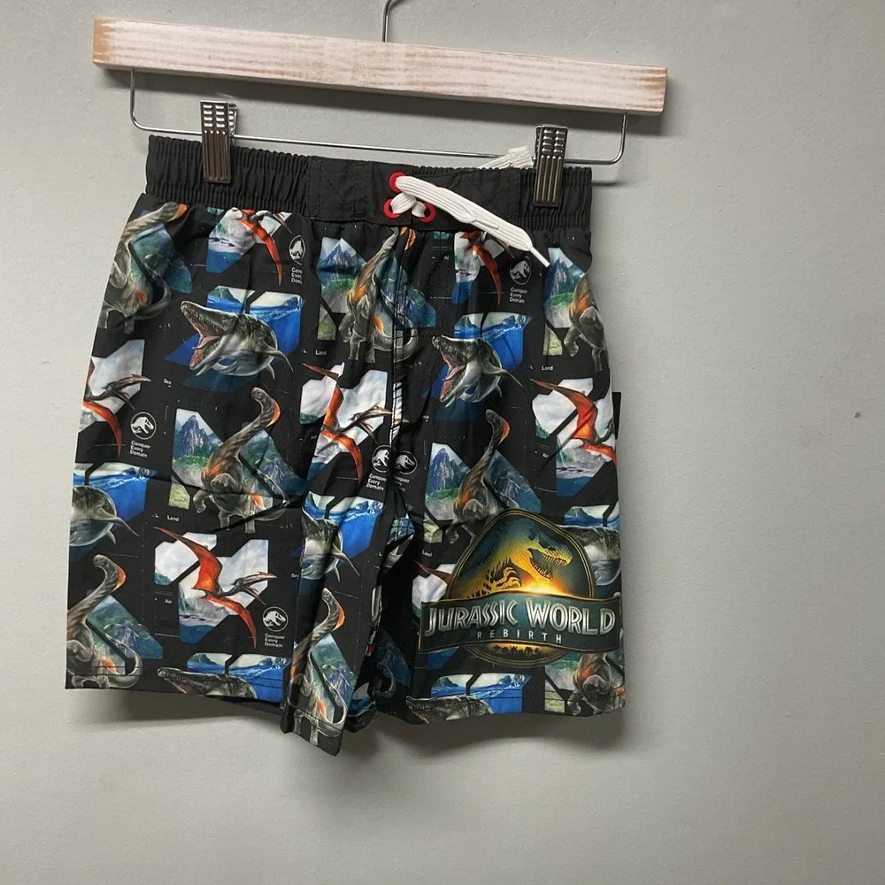 Jurassic World Boys Swim Shorts Black Dinosaur Print UV50 Size 4/5